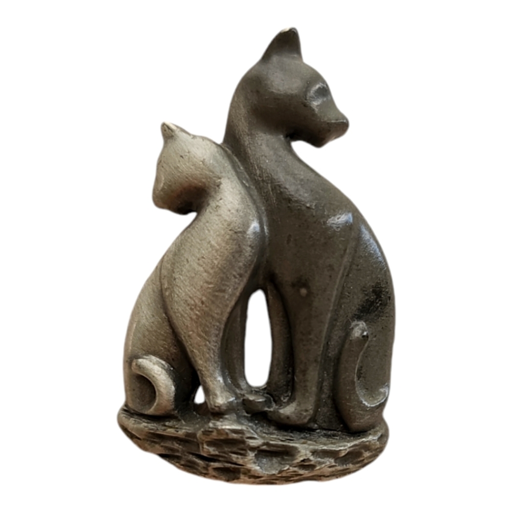 Vintage Pewter Cat Necklace Pendant